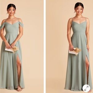 Bridesmaid Birdy Grey Sage Green Maxi Dress